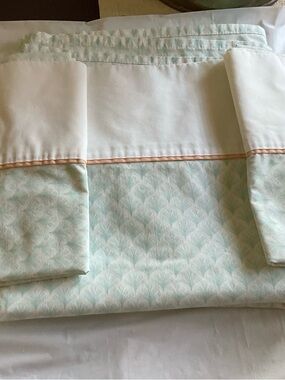 Laura Ashley Vintage 80s Bedding Set -Flat Sheet 90 X98”& 2 King Pillow Covers